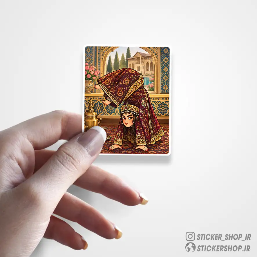 استیکر طرح بانوی آکروبات باز0221 - استیکرشاپ