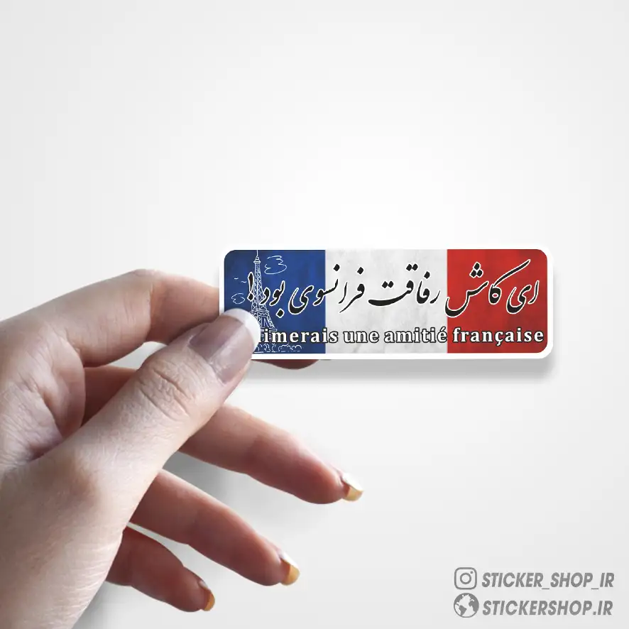 استیکر طرح ای کاش رفاقت فرانسوی بود0452 - استیکرشاپ