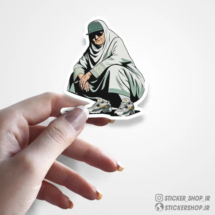استیکر طرح پیرزن 0649 - استیکرشاپ