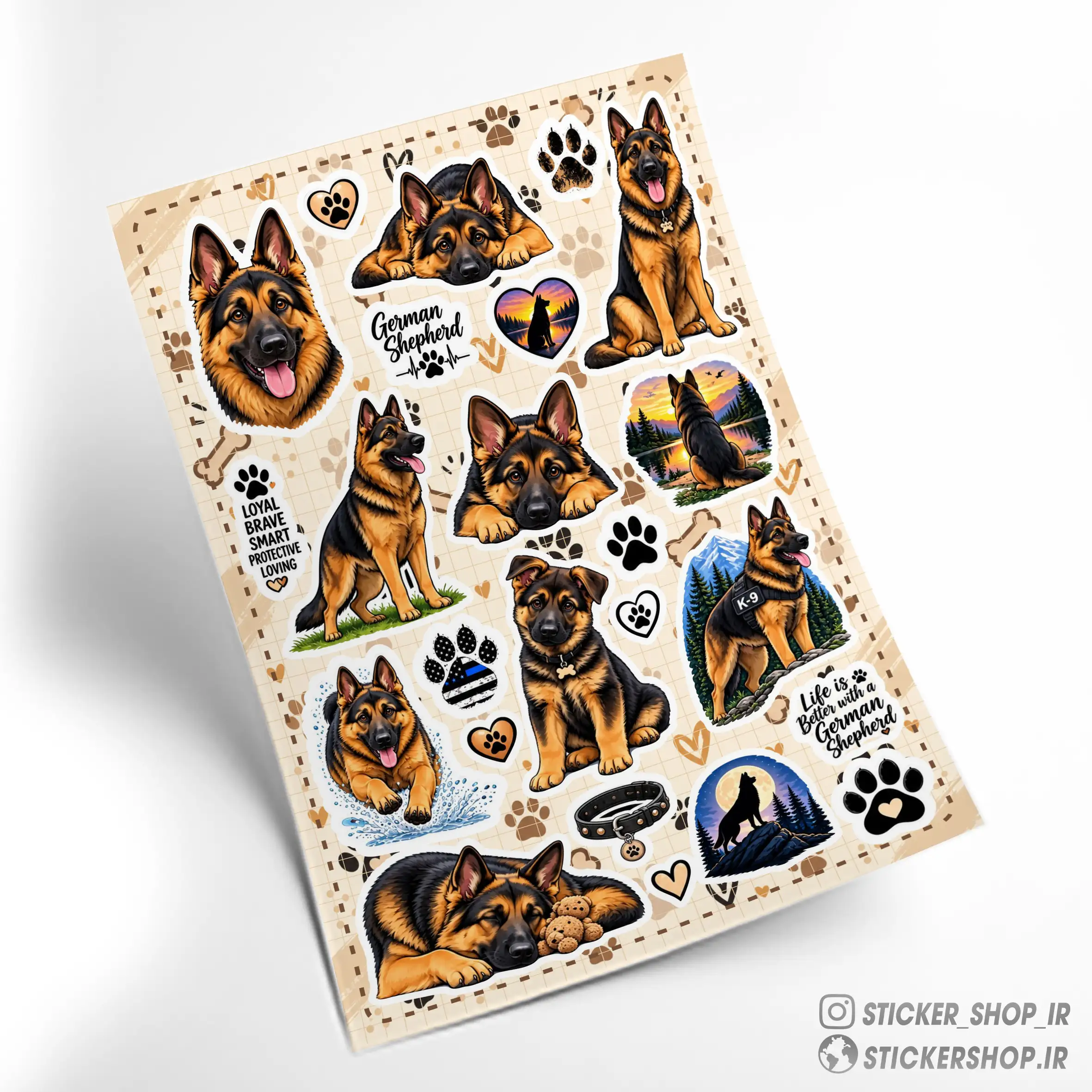 پک استیکر طرح010German Shepherd - استیکرشاپ